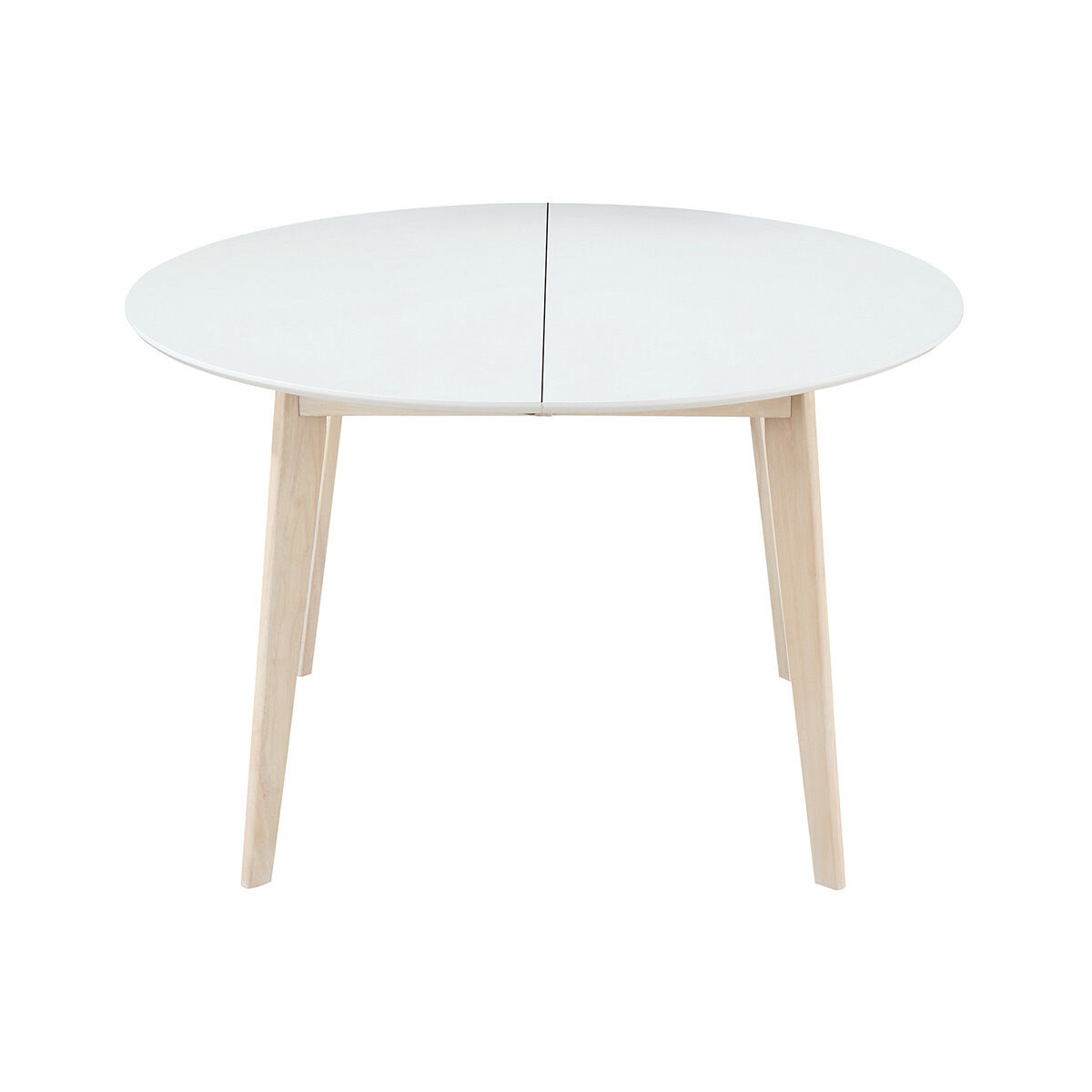 Miliboo Table à manger scandinave ronde extensible blanc et bois L120-150 cm LEENA