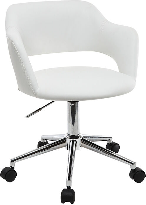 Miliboo Chaise de bureau à roulettes design blanc et acier chromé JESSY