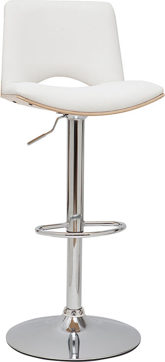 Miliboo Tabouret de bar design réglable blanc et bois clair PANACH
