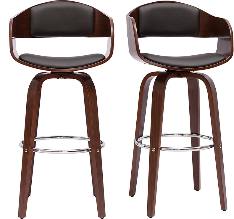 Miliboo Tabourets de bar vintage pivotants 360° noyer H65 cm (lot de 2) GAO