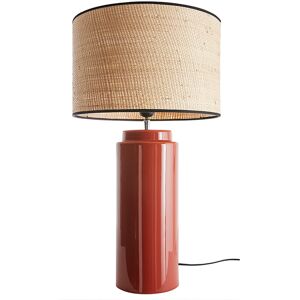 Miliboo Lampe a poser en ceramique emaillee terracotta et abat-jour en raphia naturel H64 cm MAJES