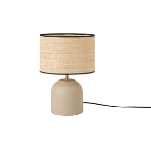 Miliboo Lampe a poser taupe en ceramique mate et abat-jour en raphia H35 cm ROCHA