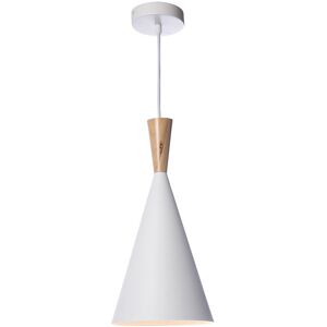 Miliboo Suspension en metal blanc et bois clair D19 cm JAVA