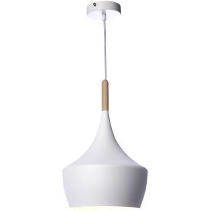 Miliboo Suspension en metal blanc et detail bois clair D24cm JAVA