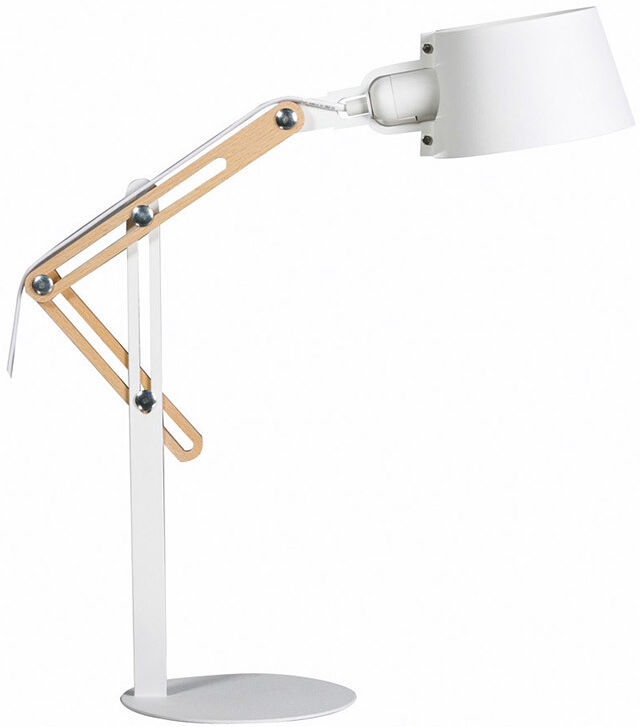 Miliboo Lampe à poser design en bois clair et métal blanc H60 cm BILLY