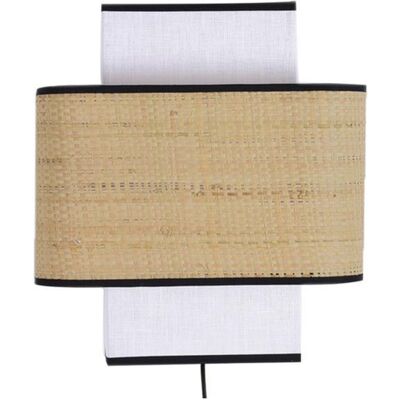 Miliboo Applique murale en lin blanc et rabane naturelle H28 cm TERA - Publicité Miliboo Applique murale en lin blanc et rabane naturelle H28 cm TERA - Publicité
