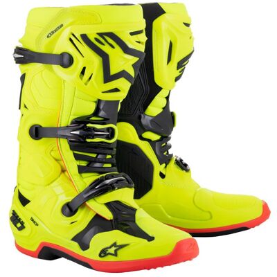 Bottes cross Alpinestars TECH 10 2026 Yellow Fluo Black Red Fluo - Publicité Bottes cross Alpinestars TECH 10 2026 Yellow Fluo Black Red Fluo - Publicité