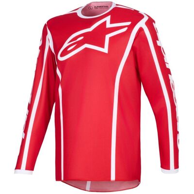 Maillot cross Alpinestars FLUID - APEX 2025 Red White - Publicité Maillot cross Alpinestars FLUID - APEX 2025 Red White - Publicité