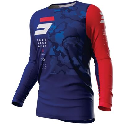 Maillot de motocross Shot Contact Camo 2.0 - Unisexe Rouge Bleu S - Publicité Maillot de motocross Shot Contact Camo 2.0 - Unisexe Rouge Bleu S - Publicité