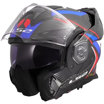 Casque modulable LS2 FF901 ADVANT X CARBON - FUTURE White/blue - Publicité Casque modulable LS2 FF901 ADVANT X CARBON - FUTURE White/blue - Publicité