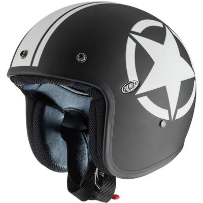 Casque jet Premier JET CLASSIC STAR 9 BM Noir Blanc - Publicité Casque jet Premier JET CLASSIC STAR 9 BM Noir Blanc - Publicité