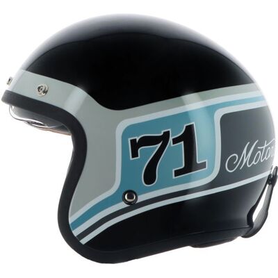 Casque jet Helstons SEVENTY ONE Noir/Bleu - Publicité Casque jet Helstons SEVENTY ONE Noir/Bleu - Publicité