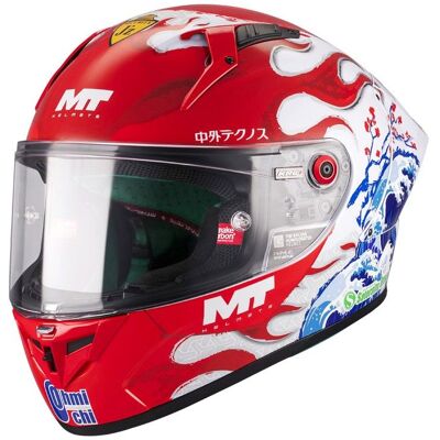 Casque intégral MT HELMETS KRE+ S - FIM YAMANAKA Blanc/Rouge/Bleu - Publicité Casque intégral MT HELMETS KRE+ S - FIM YAMANAKA Blanc/Rouge/Bleu - Publicité