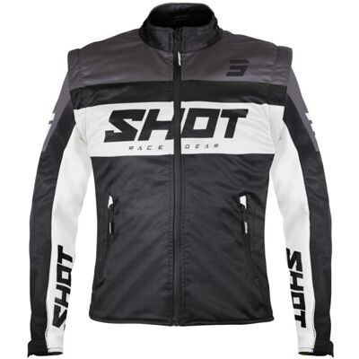 Veste enduro Shot SOFTSHELL 2024 Noir/Blanc - Publicité Veste enduro Shot SOFTSHELL 2024 Noir/Blanc - Publicité