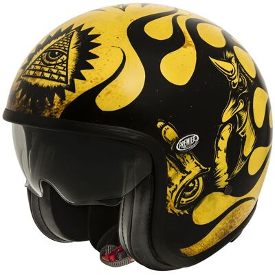 Casque jet Premier VINTAGE - BD 12 - BLACK MAT Noir/Jaune - Publicité Casque jet Premier VINTAGE - BD 12 - BLACK MAT Noir/Jaune - Publicité
