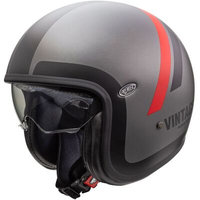 Casque jet Premier VINTAGE - DO MATT Grey Matt/Red - Publicité Casque jet Premier VINTAGE - DO MATT Grey Matt/Red - Publicité