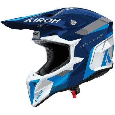 Casque cross Airoh WRAAAP - CONQUER 2026 Blue Glossy - Publicité Casque cross Airoh WRAAAP - CONQUER 2026 Blue Glossy - Publicité