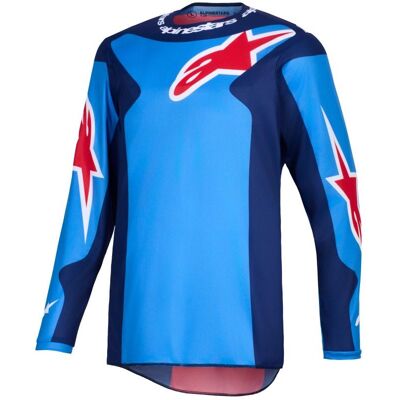 Maillot cross Alpinestars FLUID - GRID 2025 Blue Red - Publicité Maillot cross Alpinestars FLUID - GRID 2025 Blue Red - Publicité