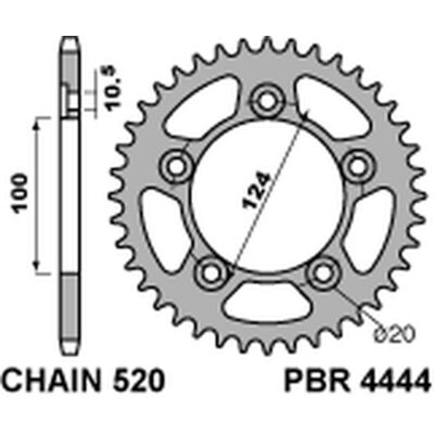 Couronne PBR acier C45 standard 4444 - 520 44 dents - Publicité Couronne PBR acier C45 standard 4444 - 520 44 dents - Publicité