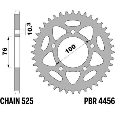 Couronne PBR acier C45 standard 4456 - 525 43 dents - Publicité Couronne PBR acier C45 standard 4456 - 525 43 dents - Publicité