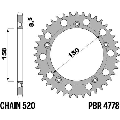 Couronne PBR acier standard - 520 45 dents - Publicité Couronne PBR acier standard - 520 45 dents - Publicité