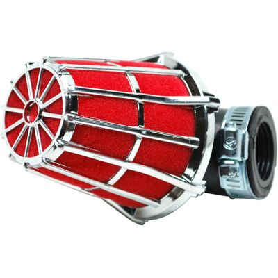 Filtre à air Replay HEXAGONAL CHROME MOUSSE ROUGE FIXATION COUDE 90 DIAM 35 - 28 - Publicité Filtre à air Replay HEXAGONAL CHROME MOUSSE ROUGE FIXATION COUDE 90 DIAM 35 - 28 - Publicité