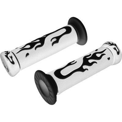 Poignées de guidon Replay SCOOT FLAMING BLANC - CLOSED END PAIRE - Publicité Poignées de guidon Replay SCOOT FLAMING BLANC - CLOSED END PAIRE - Publicité
