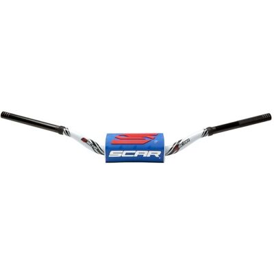 Guidon Scar O² COLOR Ø28,6 - 65/85 Low Mini Style WHITE Blue - Publicité Guidon Scar O² COLOR Ø28,6 - 65/85 Low Mini Style WHITE Blue - Publicité