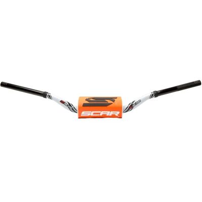 Guidon Scar O² COLOR Ø28,6 - 65/85 Low Mini Style WHITE Orange - Publicité Guidon Scar O² COLOR Ø28,6 - 65/85 Low Mini Style WHITE Orange - Publicité