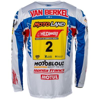 Maillot cross Kenny REPLICA HONDA MOTOBLOUZ SR LARS VAN BERKEL 2025 Bleu/Blanc/Rouge - Publicité Maillot cross Kenny REPLICA HONDA MOTOBLOUZ SR LARS VAN BERKEL 2025 Bleu/Blanc/Rouge - Publicité