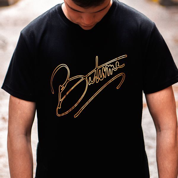 100% Bitume Art Letter Black Gold Tee