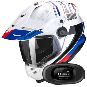 Scorpion ADF 9000 Air Desert White Blue Red + Kit bluetooth 5R Lite