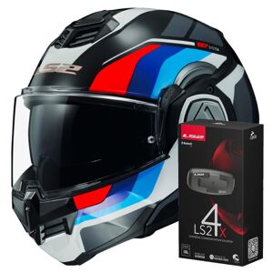 LS2 Advant Sport Black Blue Red FF906 + Kit Bluetooth 4X Cardo