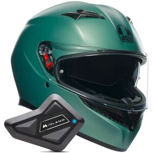 AGV K3 Mono Matt Salvage Green + Kit Bluetooth BT Mini