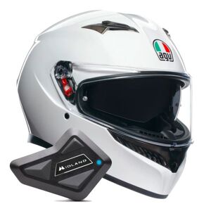 AGV K3 Mono Silk White + Kit Bluetooth BT Mini