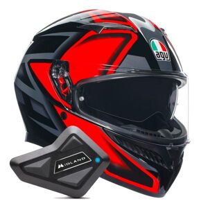 AGV K3 Multi Compound Black Red + Kit Bluetooth BT Mini