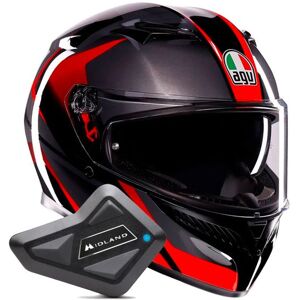 AGV K3 Striga Black Grey Red + Kit Bluetooth BT Mini