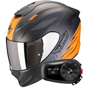 Scorpion Exo 1400 Evo II Air Luma Matt Black Orange + Kit Bluetooth 5S