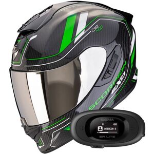 Scorpion Exo 1400 Evo II Carbon Air Mirage Black Green + Kit bluetooth 5R Lite So