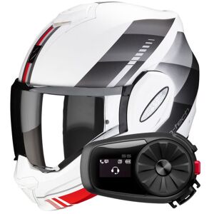 Scorpion Exo Tech Evo Genre Matt White Silver Red + Kit Bluetooth 5S