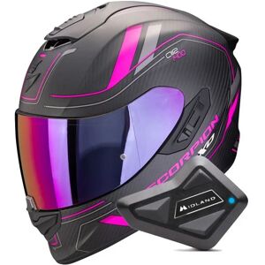 Scorpion Exo 1400 Evo II Carbon Air Mirage Matt Black Pink + Kit Bluetooth BT Min