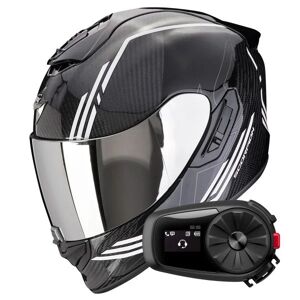 Scorpion Exo 1400 Evo II Carbon Air Reika Black White+ Kit Bluetooth 5S Sol