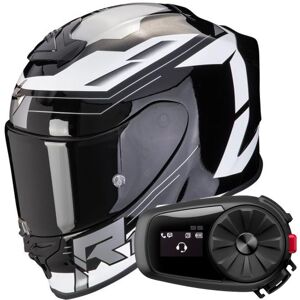 Scorpion Exo R1 Evo Air Blaze Black White + Kit Bluetooth 5S Solo