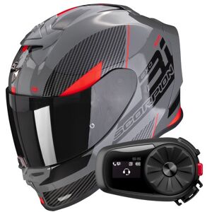 Scorpion Exo R1 Evo Air Final Grey Black Red + Kit Bluetooth 5S