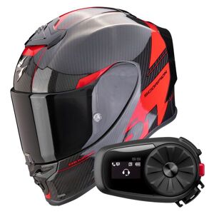 Scorpion Exo R1 Evo Carbon Air Rally Black Red + Kit Bluetooth 5S Solo