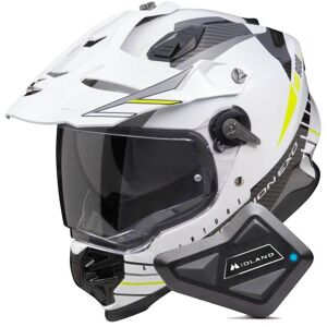 Scorpion ADF 9000 Air Feat White Black Yellow fluo + Kit Bluetooth BT Mini - Publicité