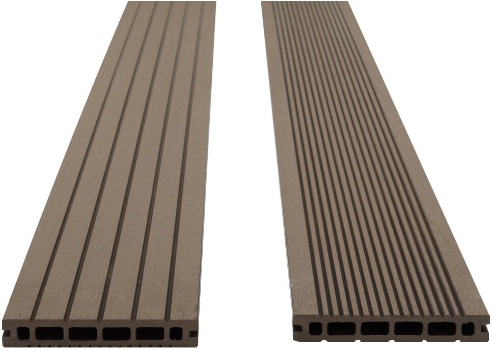 BRICOSOL Lot de 15 lames de terrasse en composite réversibles TERAE II (4,8m²) - Ep : 24mm, Chocolat BRICOSOL Lot de 15 lames de terrasse en composite réversibles TERAE II (4,8m²) - Ep : 24mm, Chocolat