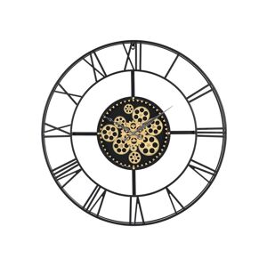Vente-unique.com Horloge murale industrielle - D. 80 cm - Métal - Noir et doré - KARIAL - Publicité
