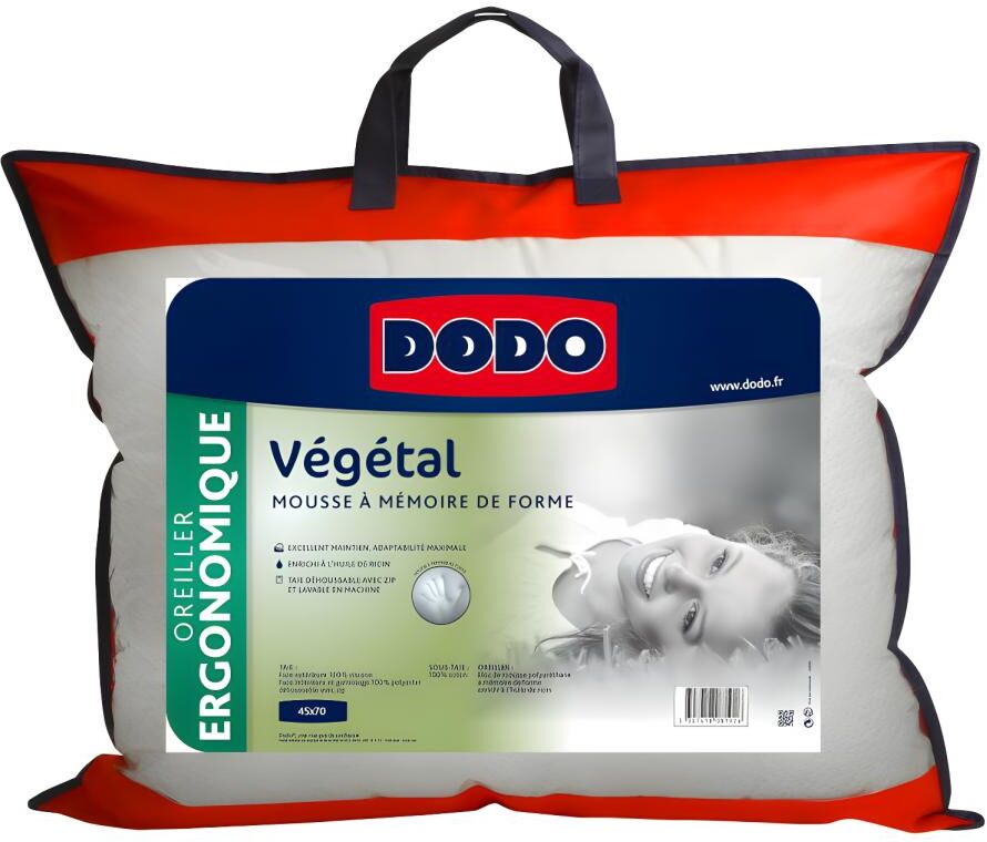 DODO Oreiller ergonomique mémoire de forme DODO VEGETAL 45x70cm DODO Oreiller ergonomique mémoire de forme DODO VEGETAL 45x70cm