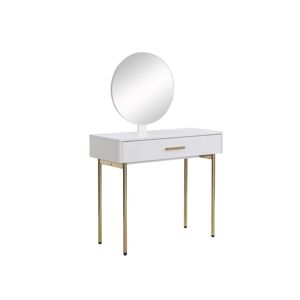 PASCAL MORABITO Coiffeuse avec miroir et tiroir - MDF et métal - Blanc laqué et doré - VONALI de Pascal Morabito